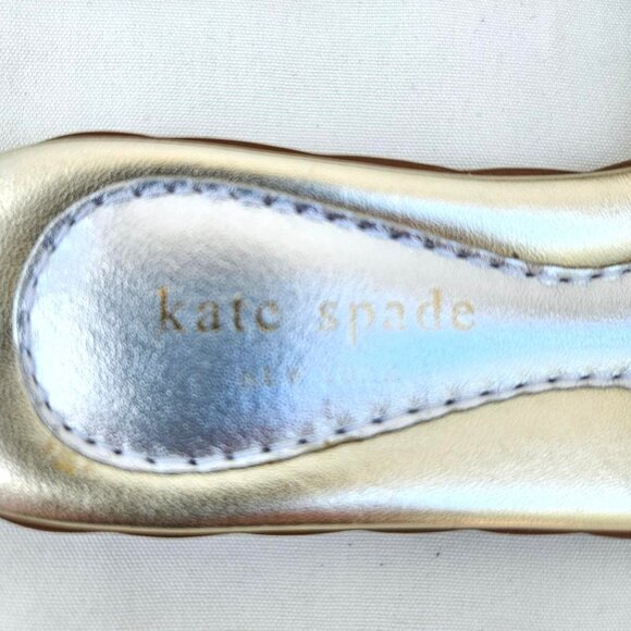 Kate Spade Made in Italy Gold Love Knot Slide Sandals Sz 6B Excellent Condition - Picture 5 of 7